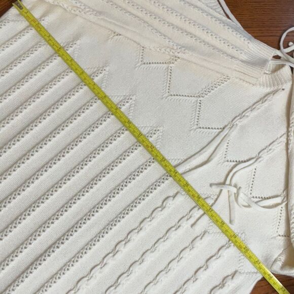 BROADCAST sweater asymmetrically fringed crewneck long sleeve wool blend women S - Picture 8 of 10